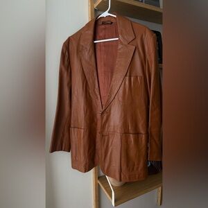 Vintage Brown Leather Blazer